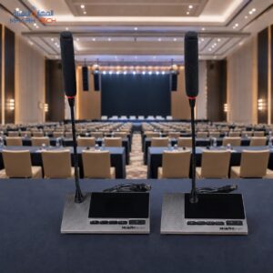 ميكروفون مؤتمرات سلكي رقمي بشاشة LCD وخاصية الأولوية لقاعات المجالس