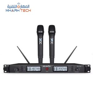 ميكروفون يدوي لاسلكي UHF مزدوج القناة ديناميكي معدني